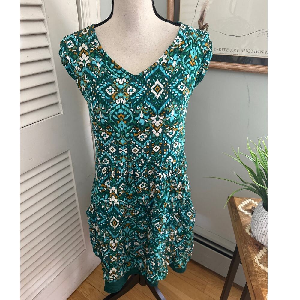 Garnet Hill Dress 6 Green Summer Day Floral Mini Shift Dainty Garden Party Twee